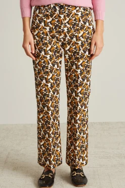 Pantaloni flare in drill - Arancione Nero Bianco