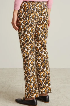 Pantaloni flare in drill - Arancione Nero Bianco