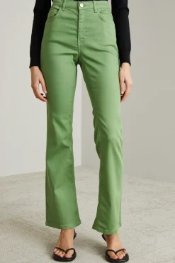 Pantaloni flare in drill - Verde
