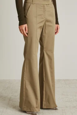 Pantaloni flare in gabardina - Verde Cachi