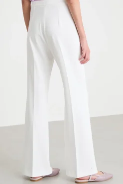 Pantaloni flare in jersey crepe - Bianco