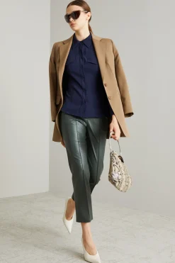 Pantaloni flare in jersey spalmato stampa cocco - Verde Salvia