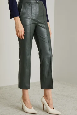 Pantaloni flare in jersey spalmato stampa cocco - Verde Salvia