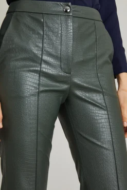 Pantaloni flare in jersey spalmato stampa cocco - Verde Salvia