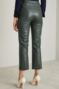 Pantaloni flare in jersey spalmato stampa cocco - Verde Salvia