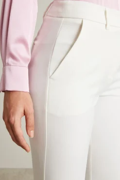 Pantaloni flare in tela stretch - Bianco