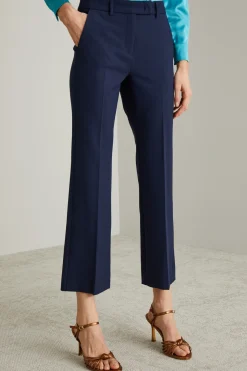 Pantaloni flare in tela stretch - Blu