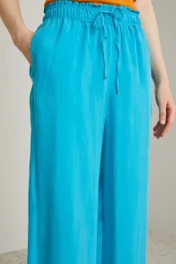 Pantaloni fluidi con coulisse - Turchese