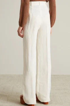 Pantaloni in batavia di lino - Bianco