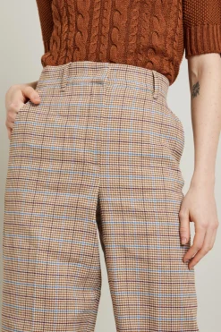 Pantaloni in batavia tinto filo - Marrone