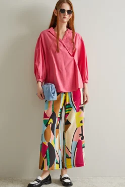 Pantaloni in crépe de chine - Beige Giallo Rosa