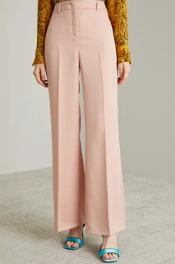 Pantaloni in enver satin - Rosa Polvere