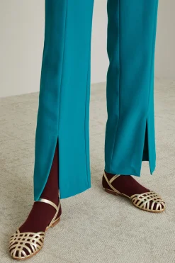 Pantaloni in envers satin - Verde Petrolio