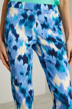 Pantaloni in faille a fantasia - Blu Lilla Bianco