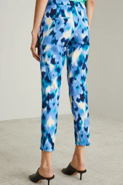 Pantaloni in faille a fantasia - Blu Lilla Bianco