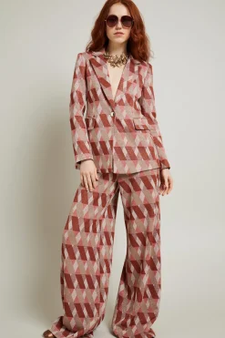 Pantaloni in jacquard lamè - Ruggine