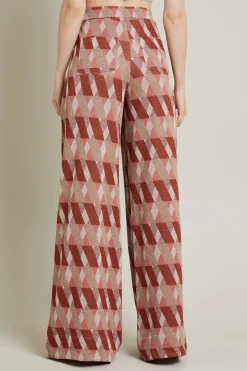 Pantaloni in jacquard lamè - Ruggine