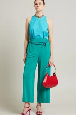 Pantaloni in jersey crépe - Verde