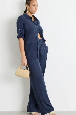 Pantaloni in jersey dal finish vellutato - Blu