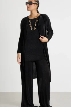 Pantaloni in jersey plissé - Nero