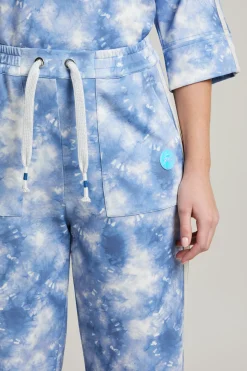 Pantaloni in jersey stampato - Azzurro Bianco