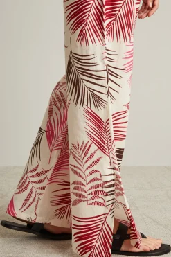 Pantaloni in lino con spacchi - Bianco Rosa