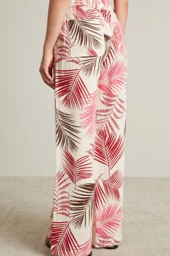 Pantaloni in lino con spacchi - Bianco Rosa