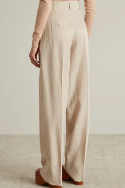 Pantaloni in lino e cotone - Beige Chiaro
