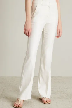 Pantaloni in lino effetto denim - Bianco