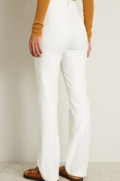 Pantaloni in lino effetto denim - Bianco