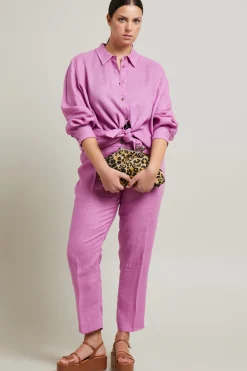 Pantaloni in lino - Rosa