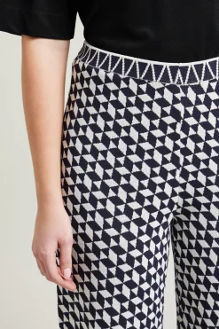 Pantaloni in maglia jacquard - Blu Bianco