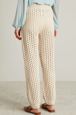 Pantaloni in maglia traforata - Avorio