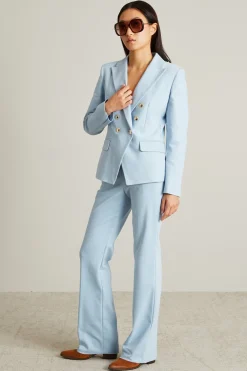 Pantaloni in misto cotone - Celeste