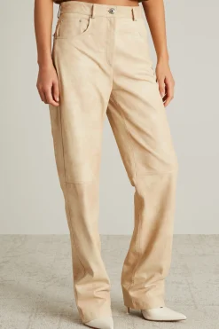 Pantaloni in nappa tie-dye - Beige Chiaro