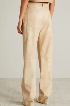 Pantaloni in nappa tie-dye - Beige Chiaro