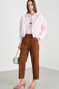 Pantaloni in piqué - Marrone