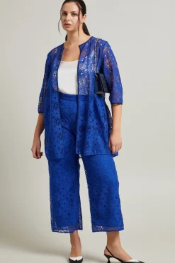 Pantaloni in pizzo macramè - Blu