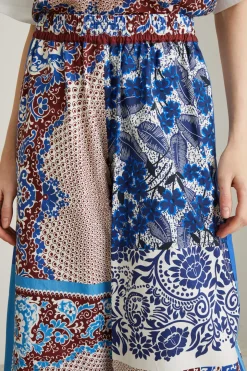 Pantaloni in popeline a fantasia - Blu