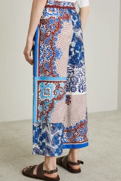 Pantaloni in popeline a fantasia - Blu