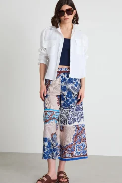 Pantaloni in popeline a fantasia - Bluette