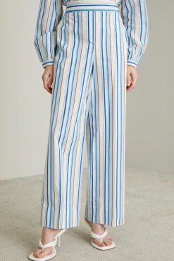 Pantaloni in popeline - Blu Arancione Bianco
