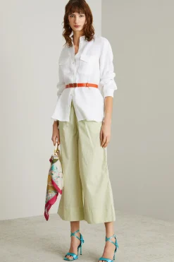 Pantaloni in popeline di cotone - Giallo Bianco
