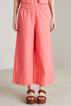 Pantaloni in popeline di cotone - Pesca