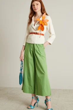 Pantaloni in popeline di cotone - Verde