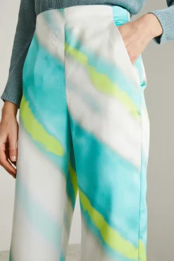 Pantaloni in raso a fantasia - Azzurro Bianco