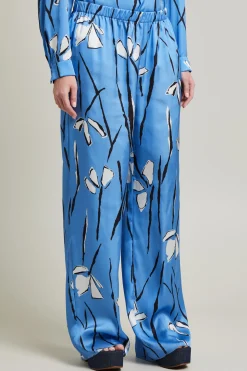 Pantaloni in raso - Blu Bianco Nero