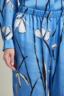 Pantaloni in raso - Blu Bianco Nero