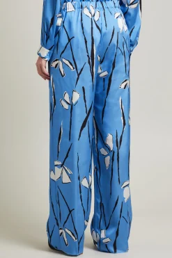 Pantaloni in raso - Blu Bianco Nero