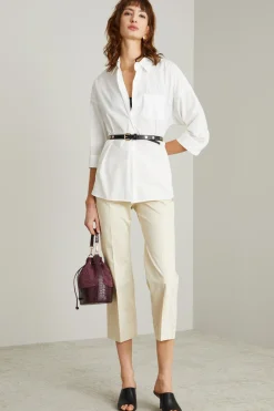 Pantaloni in raso di cotone - Avorio
